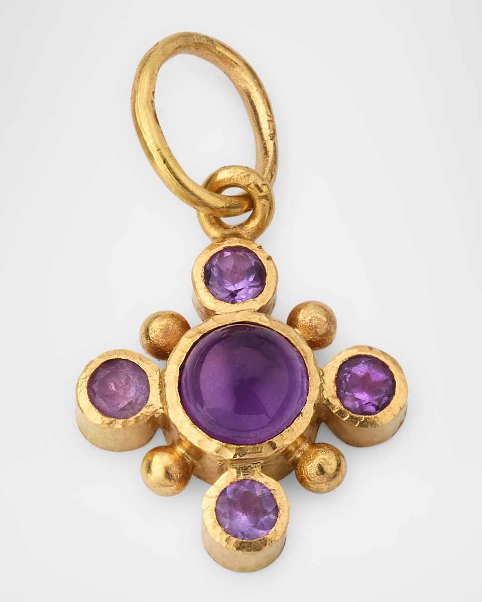 19K Small Round Amethyst Pendant